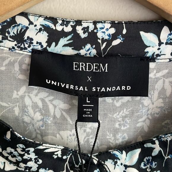 ERDEM x UNIVERSAL STANDARD Kalina Ruffle Shirt Chambray Bud Floral - Picture 7 of 16